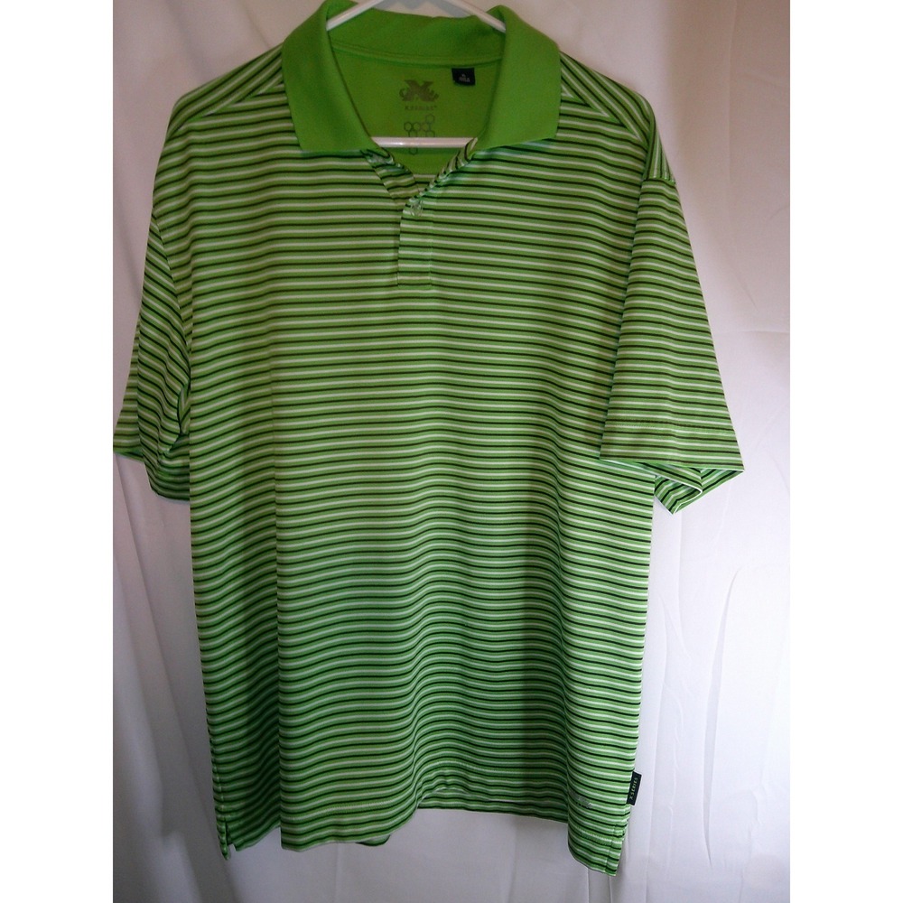 Callaway X Series Striped Golf Polo Shirt Athletic Green Short Sleeve XL‎